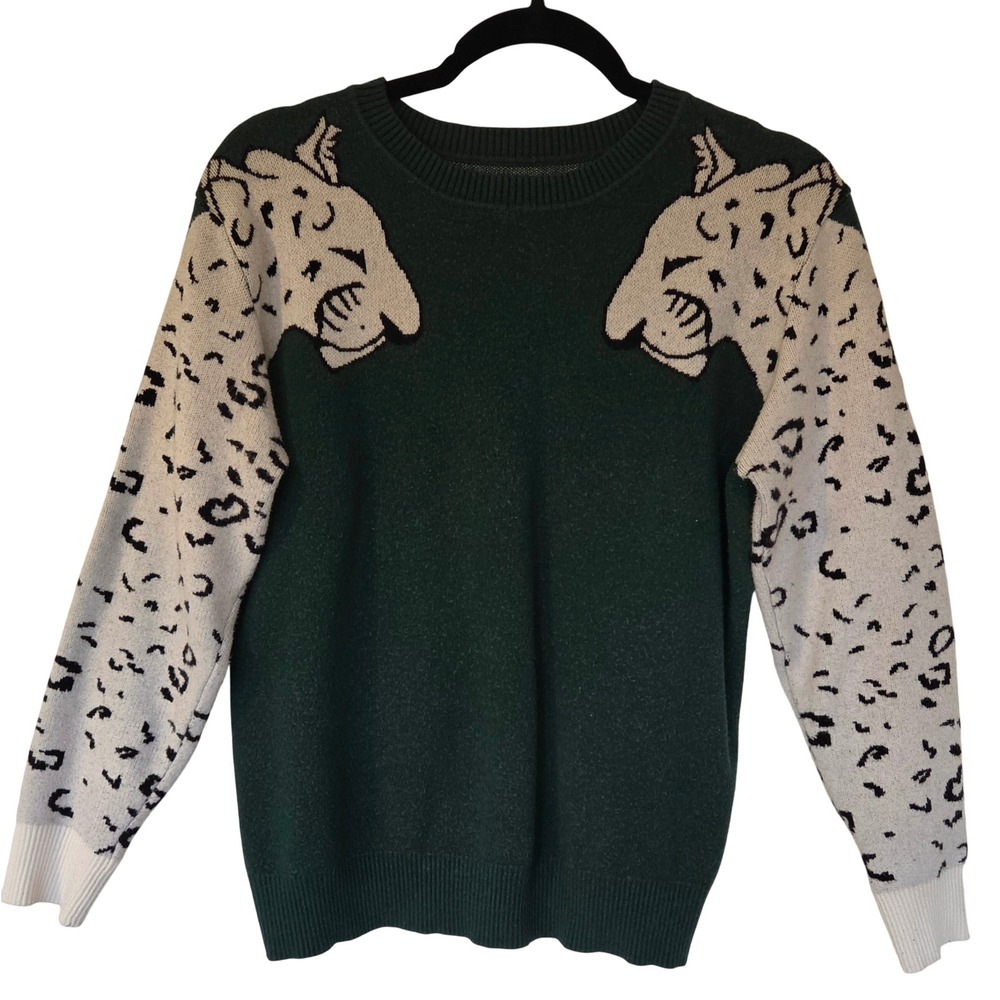 Leopard Animal Print Sweater XL Indie Art to Wear Artsy Statement Maximalist
